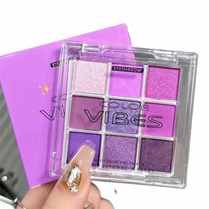 9 couleurs acrylique fard à paupières maquillage palette paillettes mat ombre à paupières Lg durable miroitant violet bleu vert fard à paupières pigments pour les yeux y7Fk #