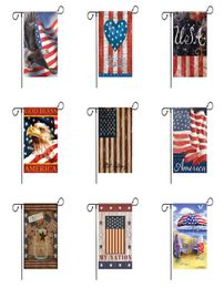 9 Color American Garden Flag Drapeau imprimé coloré Banner Happy American Linen Fabric Drapeau de jardin Decoration Garden 300PCS T1I25197406289