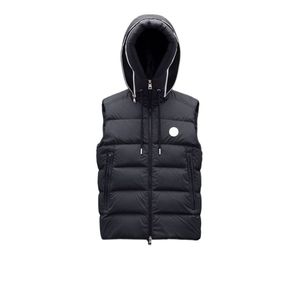 Hoed Rits Verborgen Letters Ontwerp Mens Down Vest Borst NFC Badge mannen gilet Winter Hooded puffer vest Aziatische Maat M--3XL