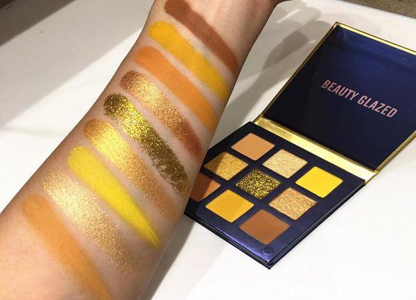 9 couleurs jaune beauté glacé maquillage fard à paupières Palette pinceaux de maquillage miroitant pigmenté ombre à paupières Palette maquillage Palette8578448