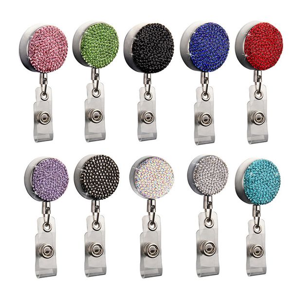 9 Colora Diamant Badge Porte-clés Pendentif Party Favor Rétractable Pull ID Badges Titulaire Avec Clip Fournitures De Bureau