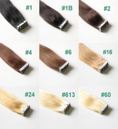9 kleuren 100g 40 stuks veel 16quot tot 24quot Tape in Skin Inslag Haarverlenging Remy Tape In Braziliaanse Hair ExtensionsMix Color7096153