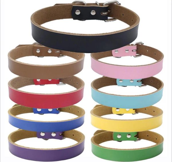 9 couleurs 4 tailles de haute qualité chaude pure peau de vache collier pour animaux de compagnie en cuir véritable épaississement chaîne de chien corde de Traction accessoires pour chiens 100 pièces ZZ