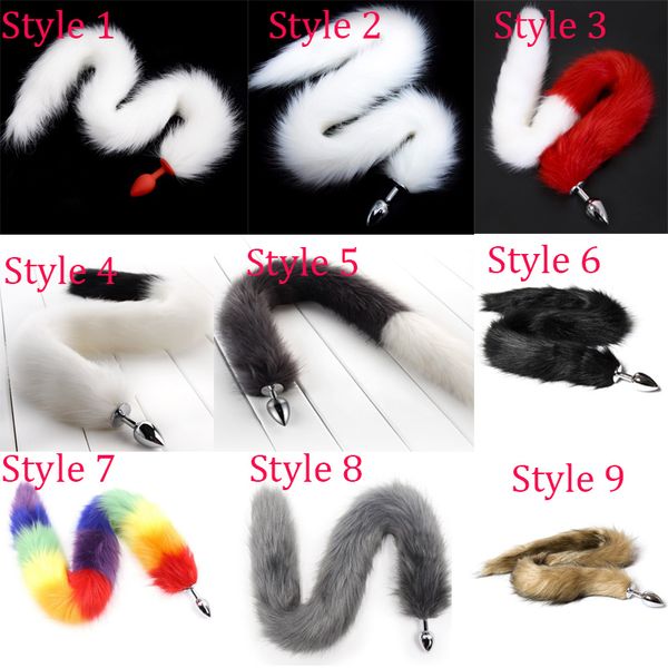 9 colores 75 cm Long Fox Tail, Fetish Sex Toys, Anal Plug Tail, Sexy Faux Tail Silicona / Metal Butt Plug Productos sexuales, Juguetes eróticos D18111502