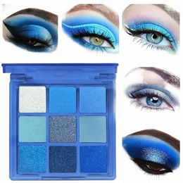 9 kleuren Baby Blue Oogschaduw Make-up Palet Matte Blue Eye Shadow Palette Shimmer Shine Diamd Yellow Ne Eyeshadow Palette d4Px #