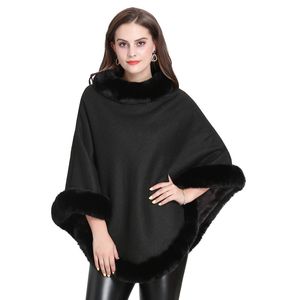 9 couleurs noire hiver fausse fourti o cou o cou grand pendulum streetwear femmes poncho capes velours tir tir de châle surdimensionné