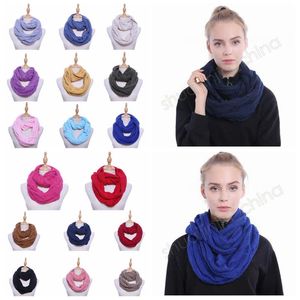 17 Couleurs Tricoté Écharpe Cercle Boucle Écharpe Lady Wrap Foulards Épais Chaud Cou Écharpe Crochet Foulards 70 * 35 cm CCA10631 30 pcs