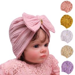 9 Couleurs Coton Bonnet Enfant Indien Chapeau Cheveux Accessoires pour Nouveau-Né Anniversaire Props Coiffe Bébé Arc Chapeau Turban Enfant Printemps Été Doux Bonnet