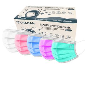 Mascarillas desechables de 9 colores Máscara de protección de 3 capas transpirable a prueba de polvo con caja Entrega gratuita de DHL