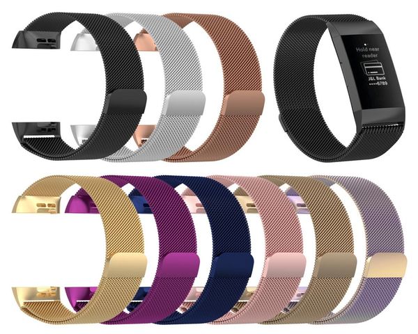 9 colores para Fitbit Charge 3 Fitness Band Fitness Milanese Bandas de reemplazo de pulsera de acero inoxidable para acero inoxidable para Fitbit Charge3 Strap1418910