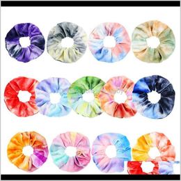 9 colores Ins Velvet Hair Scrunchies Tie Dye Banda para el cabello Elástico Rainbow Hairbands Mujeres Loop Holder Girls Accesorios para el cabello Tjjqa Y7Yfd