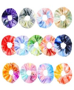 9 couleurs Ins Velvet Hair Scrunchies Tie Dye Hair Band Stretchy Rainbow HairBands Femmes Loop Holder Girls Hair Accessories4102308