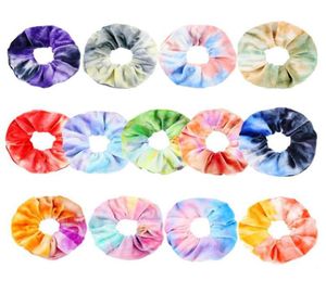 9 couleurs Ins Velvet Hair Scrunchies Tie Dye Hair Band Stretchy Rainbow HairBands Femmes Loop Holder Girls Hair Accessories3099777