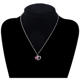 9 kleuren mooie hart charme ketting Crystal edelsteen amethist hanger ketting 925 verzilverd eenvoudige sleutelbeen ketting vrouwen geschenken