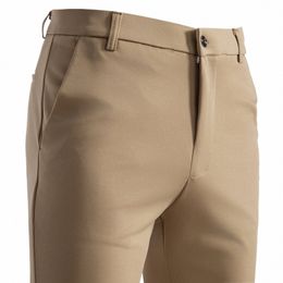 9 couleurs hommes Dr pantalon décontracté Busin costume pantalon poche élastique portable extérieur pleine longueur Hombre travail pantalon extensible W5H1 #