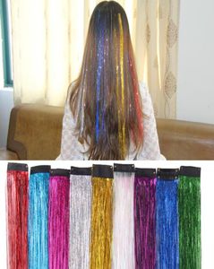 9 couleurs métalliques paillettes en guirlanque laser Fibre cheveux colorés de perruque colorée accessoires d'extension de scène de fête de festive