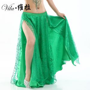 9 Colors New Women Belly Dance Clothes Full Circle Maxi Skirt Side Split Long Skirt 2 Layers Rose Belly Dance Skirts