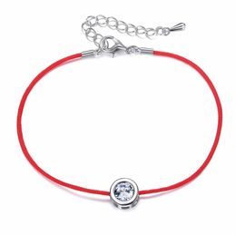 Pulsera de cuerda roja de 9 colores, pulseras redondas de 6mm con circonita cúbica, pulseras de amistad, brazaletes para mujer, joyería para fiesta y boda, regalo 252p