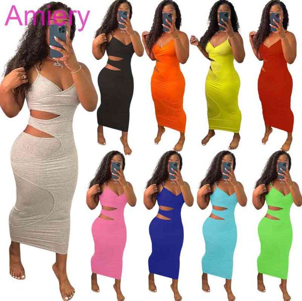 9 Couleurs Femmes Robes Moulantes Mode D'été Évider Split Couche Jarretelles Coton Robe Solide Couleur Sans Manches Gilet Jupe Club Party Tenues