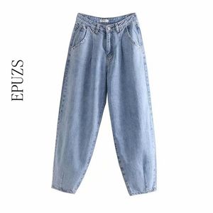 9 kleur blauwe kaki moeder jeans vrouwen hoge taille vrachtbroek winter casual losse denim plus size dames 210521