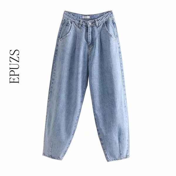 9 couleur bleu kaki maman jeans femmes taille haute cargo pantalon hiver décontracté lâche denim grande taille dames 210521