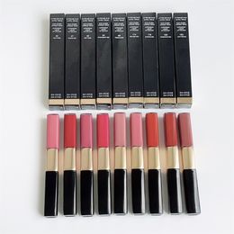 9 kleuren Make lipgloss Le rouge duo ultra tenue 4.5 ml + 3.5 ml Langdurige Hoge kwaliteit Lippenstift Gratis Schip