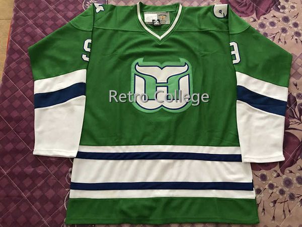 # 9 GORDIE HOWE Hartford Whalers JERSEY DE HOCKEY RETRO Bordado para hombre Cosido Personaliza cualquier número y nombre Camisetas