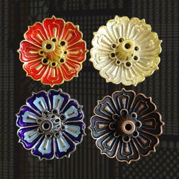9-Hole Copper Incense Holder Mini Lotus Flower Incense Sticks Burner Cones Censer Teahouse Home Decoration Accessories