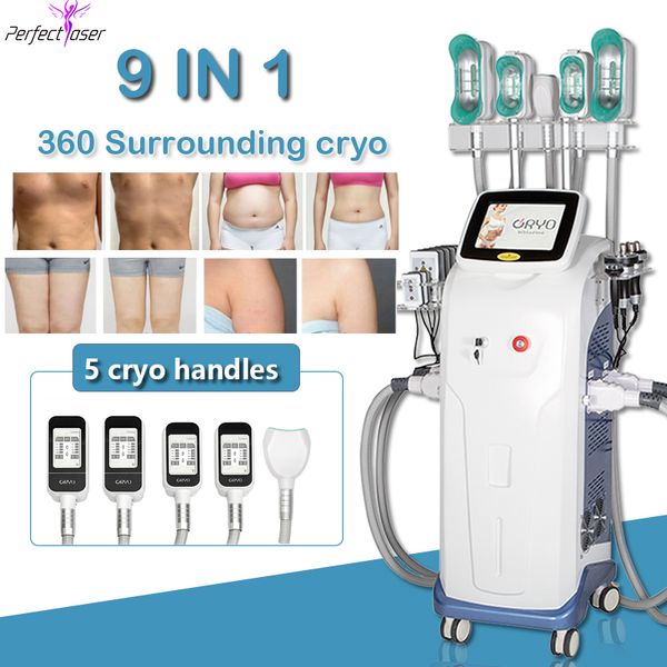 9 en 1 360 degrés cryolipolyse graisse gel mince machine cavitation laser dispositif rf lifting traitement équipement de beauté