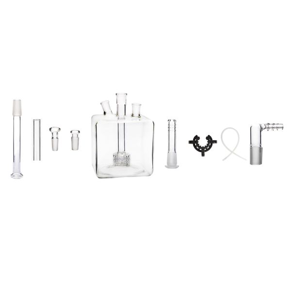 9 en 1 tout en un tuyau 14mm femelle Mega Cube carré accessoire pour fumer tuyau d'eau Bong Kit