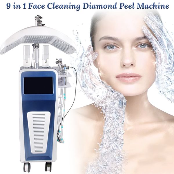 9 en 1 hidrodermoabrasión jet peeling microdermoabrasión máquina facial de oxígeno BIO dispositivo para el cuidado de la piel uso en SPA