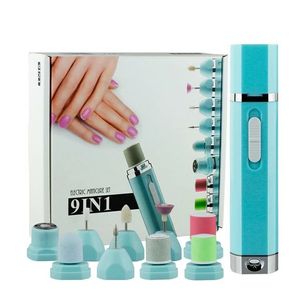 Ensemble de manucure et de pédicure 9 en 1, ensemble d'art d'ongles cuticules ElectricFile Sharper Trimmer