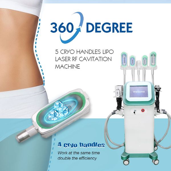 Máquina de adelgazamiento corporal criolipólisis multifunción 9 en 1 cavitación rf lipo láser pad equipo delgado mango 360°