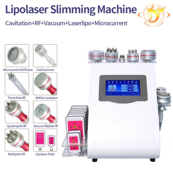 9 en 1 Máquina de belleza para adelgazar multifunción Lipolaser 40K Cavitación ultrasónica Vacío RF Anti Winkle Lipo Láser Reducción de grasa Martillo frío Dispositivo de microcorriente 168