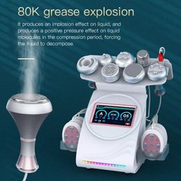 Système de cavitation sous vide multifonctionnel 9 en 1 Cavitation de graisse 80K et machine de serrage de la peau RF Machine d'élimination des graisses au laser Machine amincissante