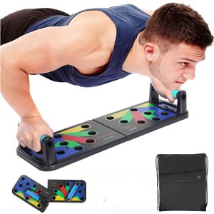9 en 1 Push Up Board Home Gym Exerciseur complet Pliable Réglable push up Rack Stand Body Building Fitness Equipment X0524