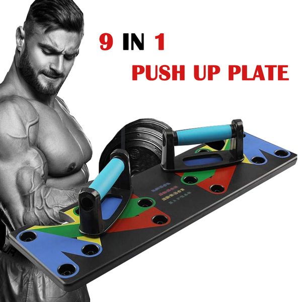 9 en 1 Push Up Rack Board Hombres Mujeres Fitness Ejercicio Push-up Stands Sistema de entrenamiento de culturismo Gimnasio en casa Equipo de fitness Q1225