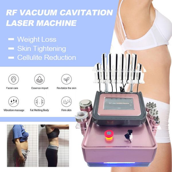 9 en 1 Tipo de sistema de cavitación al vacío y reducción de grasa radiofrecuencia lipolaser cavitación rf adelgazamiento máquina de belleza