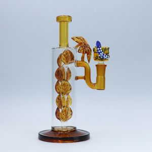 9 inch 14 mm Amber Glass Bong Waterpijp rookpijp waterpijp met gele hagediskom