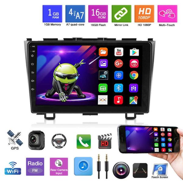 9 pouces 2 Din Android 10 1 1GB RAM WIFI BT Autoradio autoradio lecteur multimédia pour Honda CRV CR-V 2006-2011 2din Audio DVD269Q