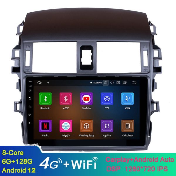 Navegación GPS estéreo con vídeo para coche Android de 9 pulgadas para Corolla 2007-2010 con Bluetooth USB WiFi compatible con SWC 1080P