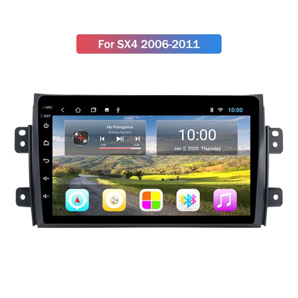 Radio vidéo de voiture Android Double Din 9 pouces pour SUZUKI SX4 2006-2011 avec unité principale GPS à sortie Rca complète