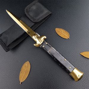9 pouces couteau pliant automatique lame dorée lame en acrylique noir