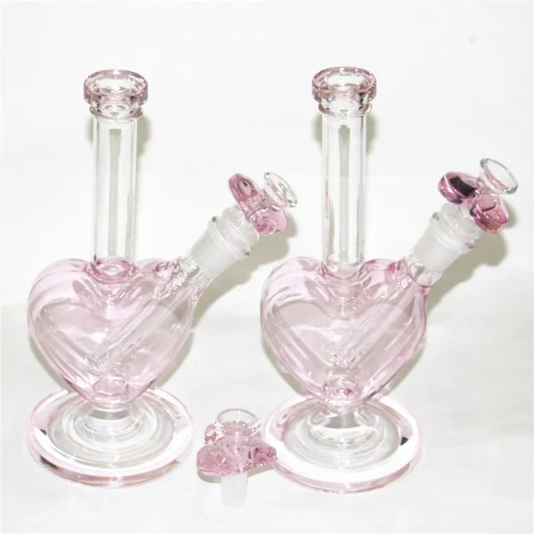 9 pouces belle amour narguilé conduite d'eau en forme de coeur bol en verre bongs plate-forme pétrolière épaisseur pour fumer bong avec bols downstem BJ