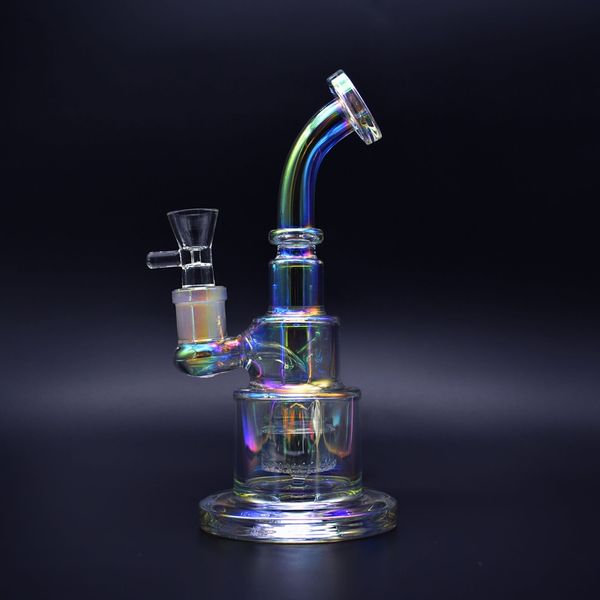 Bong en verre de conception de gâteau de 9 pouces couleur métallique conduite d'eau en verre teinté dab rigs nouveau recycleur de cadeau à vendre