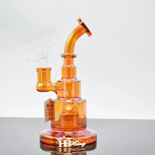 Bong en verre de conception de gâteau de 9 pouces couleur métallique conduite d'eau en verre teinté dab rigs nouveau recycleur de cadeau à vendre LL BJ