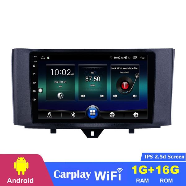 Lecteur de radio dvd de voiture de 9 pouces Navigation GPS écran tactile HD pour 2011-2015 Mercedes Benz Smart avec musique WIFI Android