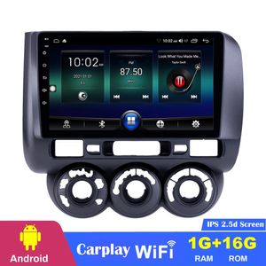 Radio dvd de voiture 9 pouces MP5 lecteur multimédia Quad Core Android 10 système GPS pour Honda Jazz manuel AC 2002-2008