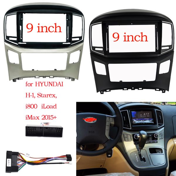 Panneau Radio Fascia de voiture de 9 pouces pour HYUNDAI H1 H-1 Starex I800 ILoad IMax 2015-2022 Kit de tableau de bord installer l'adaptateur de lunette de Console Facia