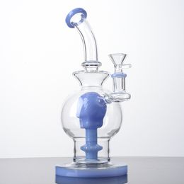 9 pouces Dab Rig coloré verre Bongs narguilés style boule pipes crâne pomme de douche Perc conduites d'eau 14mm joint huile plates-formes épais Bong avec bol commun de 14,5 mm